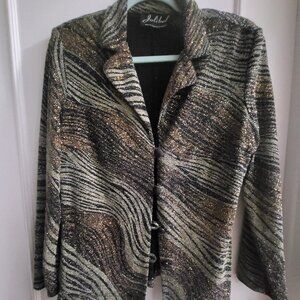 Vintage Jolibel Metallic Wavy Abstract Blazer Jacket - Size L Sparkly, 80s, 90s